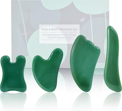 Guasha Massage Tool, 4 Pcs Gua Sha Facial Tool, Guasha Board for SPA Acupuncture Therapy Trigger Point Treatment, Gua Sha Scraping Massage Tool