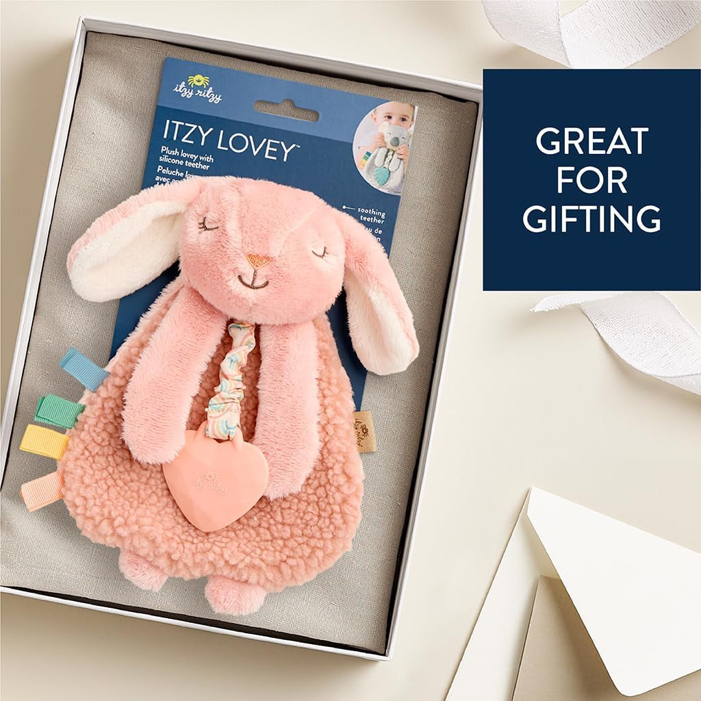 - Itzy Lovey Including Teether, Textured Ribbons & Dangle Arms; Features Crinkle Sound, Sherpa Fabric and Minky Plush; Bunny