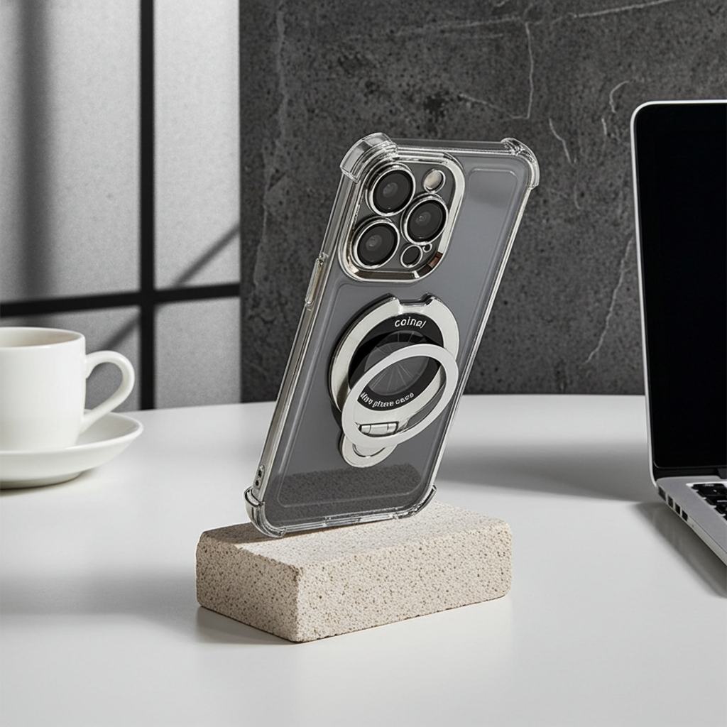Luxury Plating Shockproof Magnetic Bracket For Magsafe Clear Case For iPhone 15 16 14 13 12 17 Pro Max With Holder Stand Cover