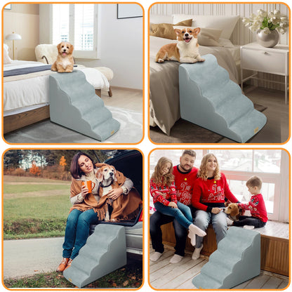 PetEase Stairs – Removable Cover Pet Training Stairs with 3, 4, 5 Steps for Beds, Sofas, Cats, and Dogs