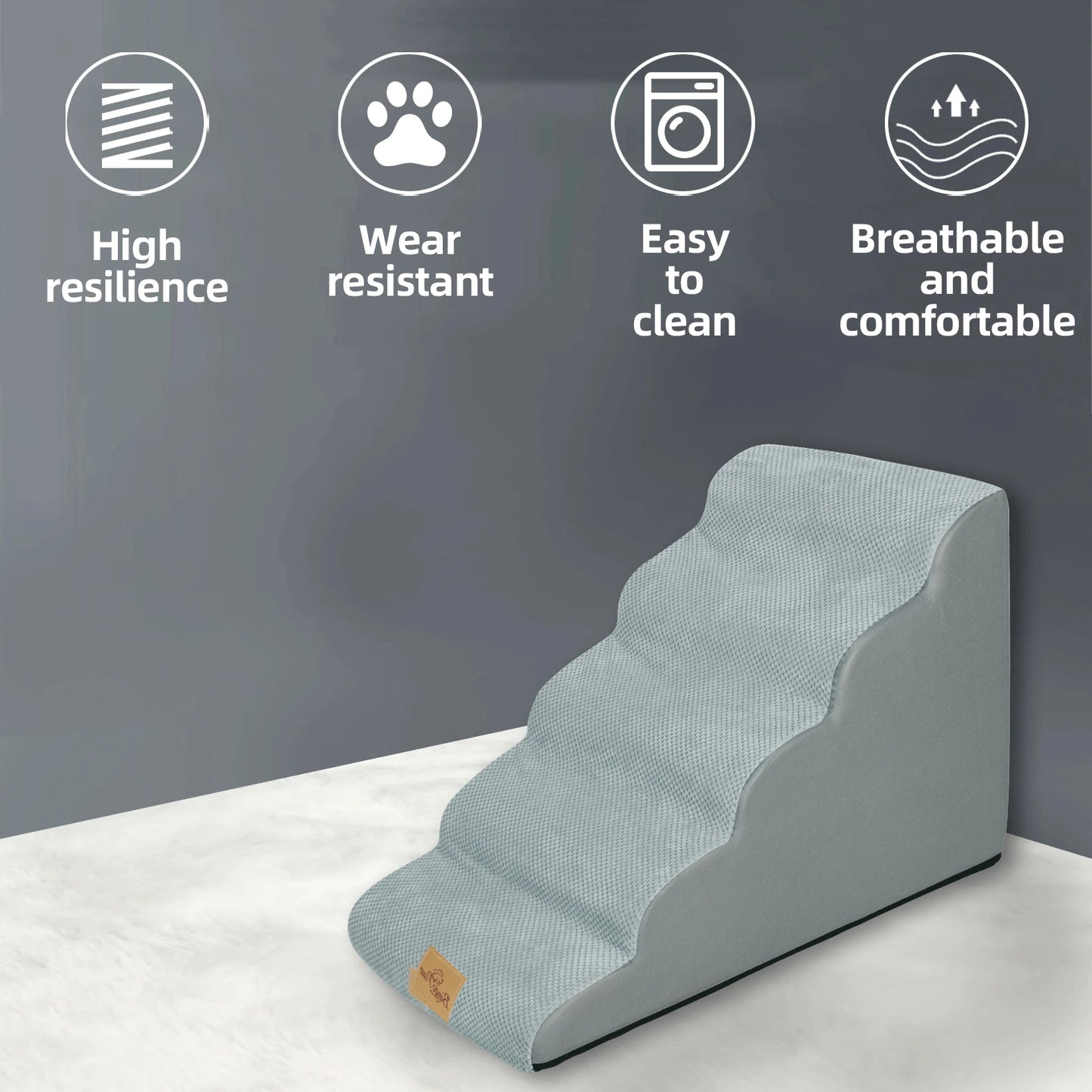 PetEase Stairs – Removable Cover Pet Training Stairs with 3, 4, 5 Steps for Beds, Sofas, Cats, and Dogs